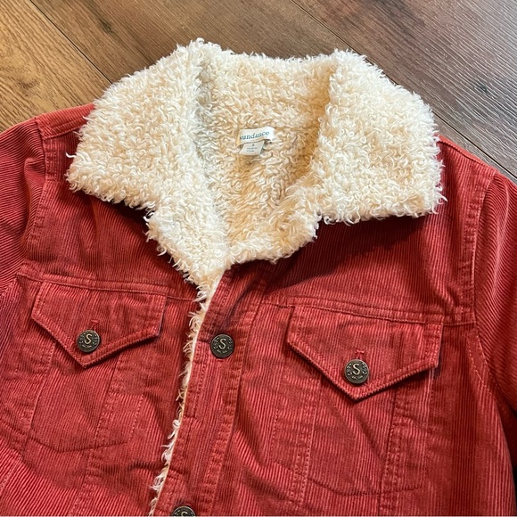 Sundance Corduroy Faux Sherpa Lined Coat Jacket Burnt Orange Rust Womens Size S - Picture 2 of 7